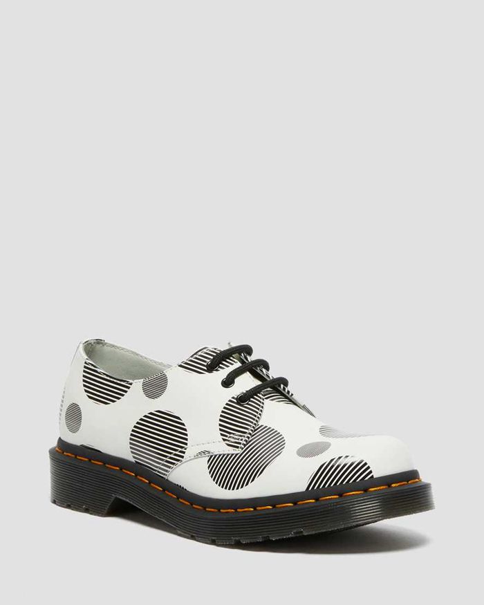 Dr Martens Womens 1461 Polka Dot Smooth Leather Oxfords White - 46890SQRJ